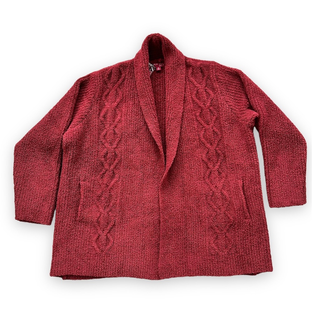 Barefoot Dreams CozyChic Crimson Cable Cardigan Size 3X